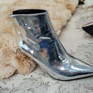 Nasty Gal Metallic Silver Ankle Boots